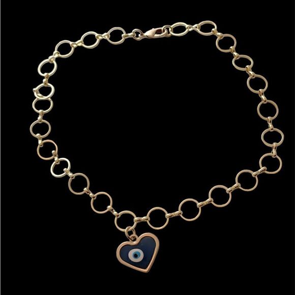 Jewelry - Evil Eye Heart Necklace - Gold Plated - custom designed